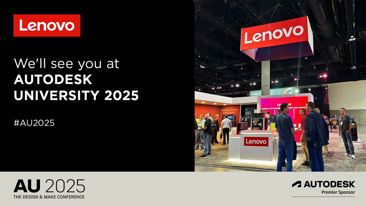 autodesku's tweet image. You will find @Lenovo right where the action is at #AU2025, showcasing how their @ThinkStations and the latest ThinkPads are built to handle the toughest workloads in every industry workflow.

Don’t miss their sessions on #AI, innovative demos, and more. Excited to see you there!