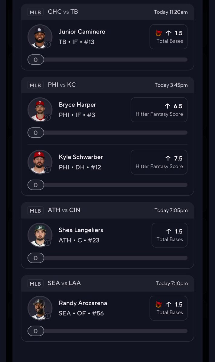 fwBanko's tweet photo. new day , new slip ☄️
Junior Caminero
Bryce Harper
Kyle Schwarber
Shea Langeliers
Randy Arozarena

#MLB 
#PrizePicks https://t.co/v7M424xw6l