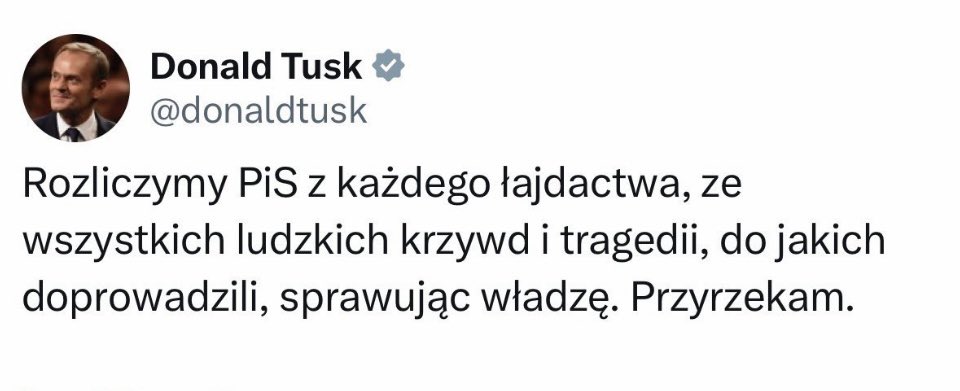 Po tym jak Haładyj został prezesem NIK wiadomo, że nie będzie już nawet żadnych prób rozliczenia Pisu. My, wyborcy #K15X dziękujemy <a href="/donaldtusk/">Donald Tusk</a> za dotrzymanie obietnicy. Dla wielu z nas rozliczenie Pisu było nawet ważniejsze od 100 Konkretów. Na nie mielibyście czas w 2 kadencji.