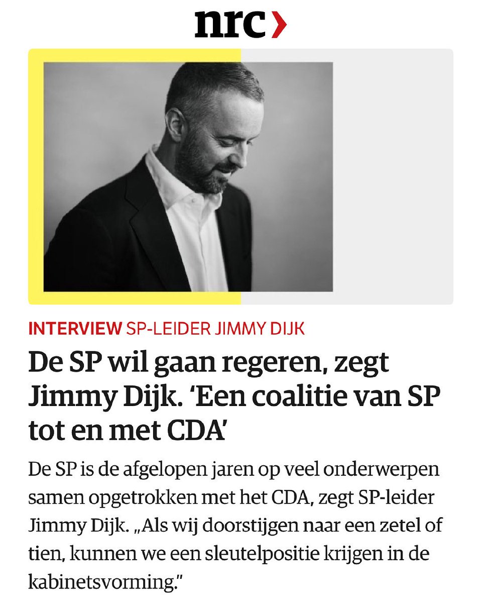 jimmydijk's tweet image. De SP is er klaar voor.

Met een sociaal kabinet dat aan gemeenschappen bouwt kunnen we problemen oplossen. Alleen mét de SP kan dat sociale kabinet er komen.

📰Lees het artikel in de NRC hier ⤵️
nrc.nl/nieuws/2025/09…