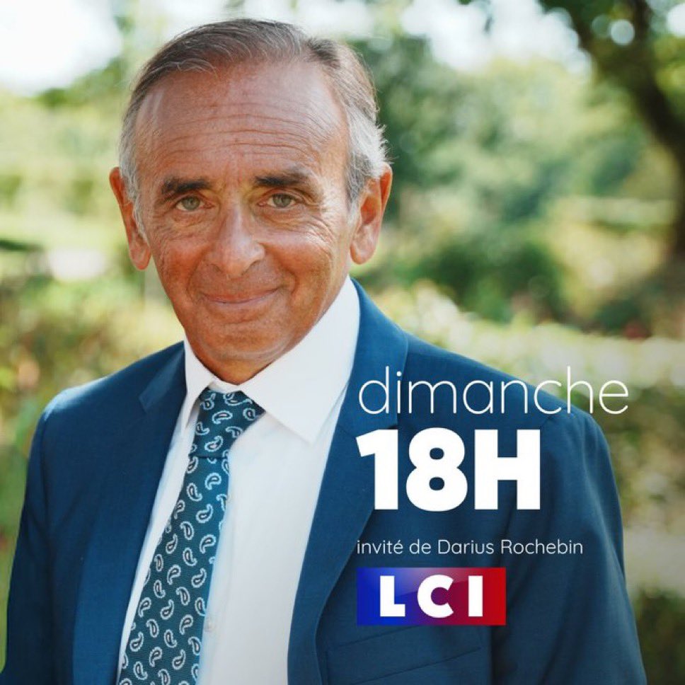 🔴  Éric Zemmour sera l’invité de Rochebin ce dimanche à 18h sur LCI ! 📺  

Le boss sera de retour de Londres après son discours qui aura lieu demain devant une foule immense à la manifestation anti-immigration ! 

À vos postes, Reconquérants !  🇫🇷♥️