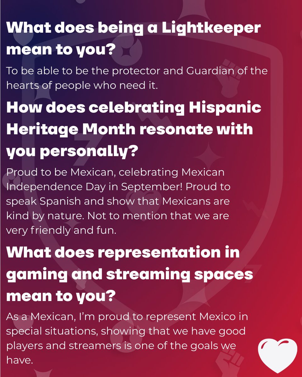 💙 HISPANIC HERITAGE MONTH COMMUNITY SPOTLIGHT 💙
Meet <a href="/Aly_Chambers_/">Alyssa Chambers</a>, a Lightkeeper from Mexico who believes in the power we unlock when we come together as a community. "To be the protector and Guardian of the hearts of people who need it."

Q&amp;A: bungiefoundation.org/article/commun…