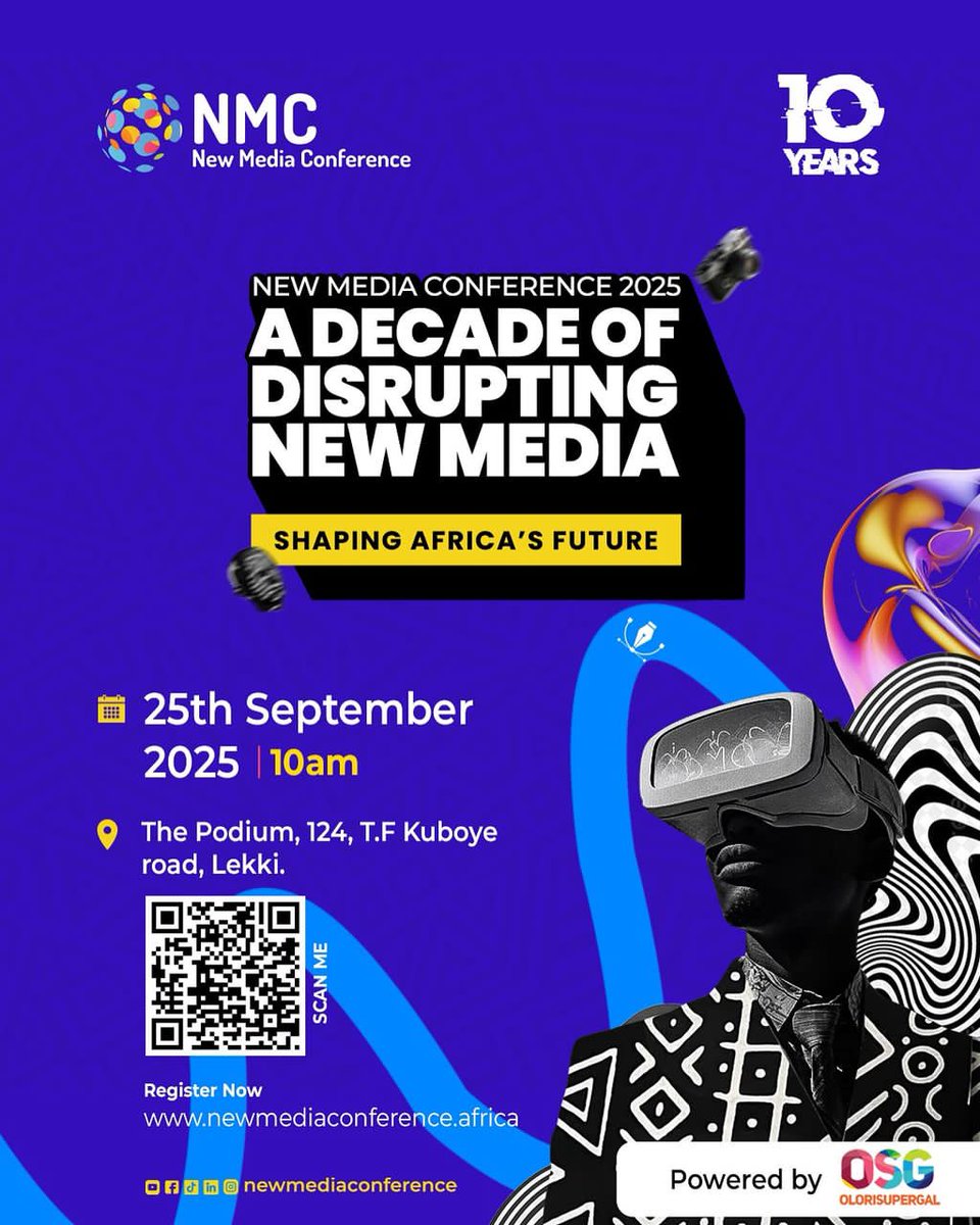 Being there at the #NewMediaConference should be your priority and to register is very easy as it's your sure way to secure your spot. So, register straight up with newmediaconference.africa

#NMC2025