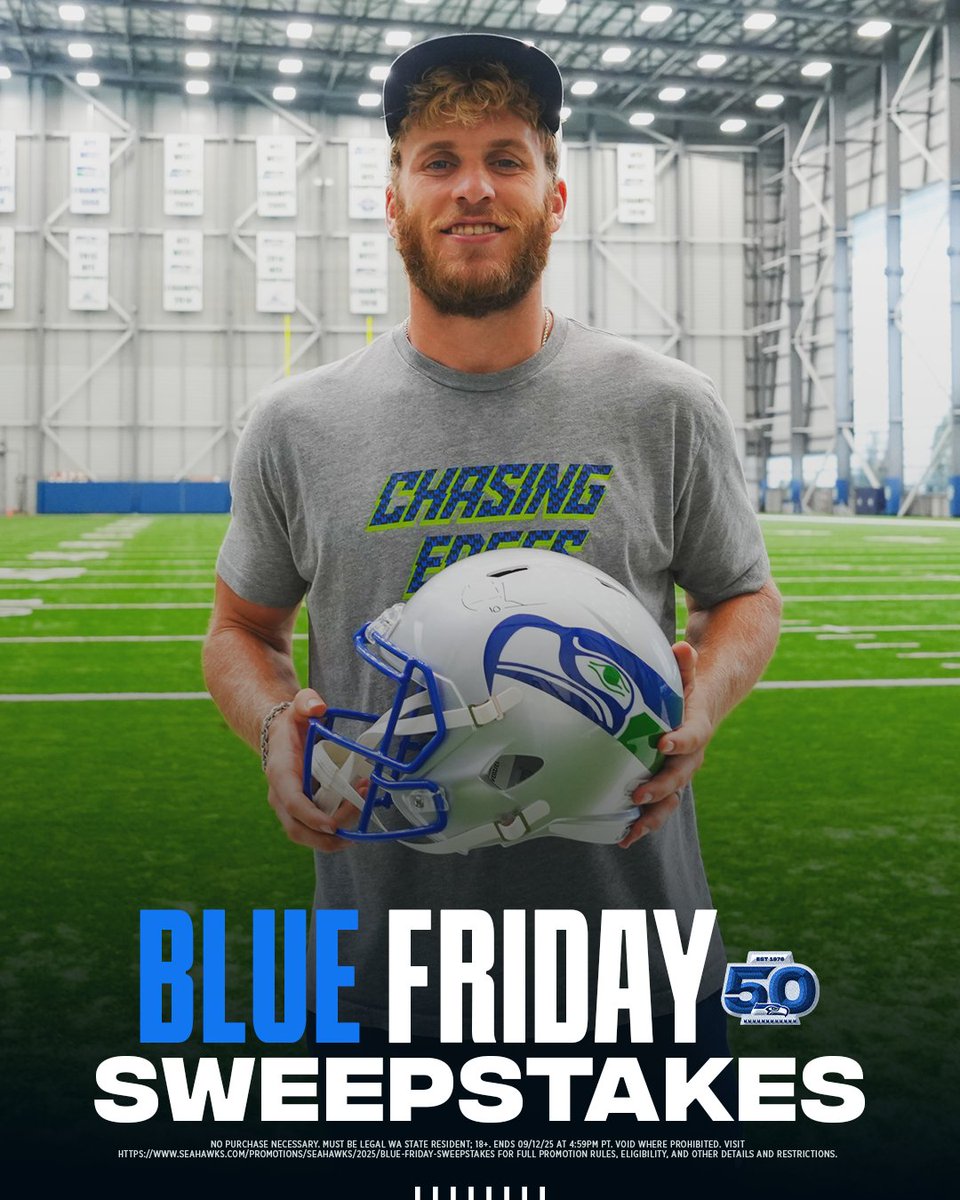 Seattle Seahawks (@seahawks) on Twitter photo 🚨KUPP SIGNED HELMET GIVEAWAY🚨
Like & repost to win a signed <a href="/CooperKupp/">Cooper Kupp</a> helmet.
Full rules: shwks.com/bluefriday | Sweepstakes 🚨KUPP SIGNED HELMET GIVEAWAY🚨
Like & repost to win a signed <a href="/CooperKupp/">Cooper Kupp</a> helmet.
Full rules: shwks.com/bluefriday | Sweepstakes