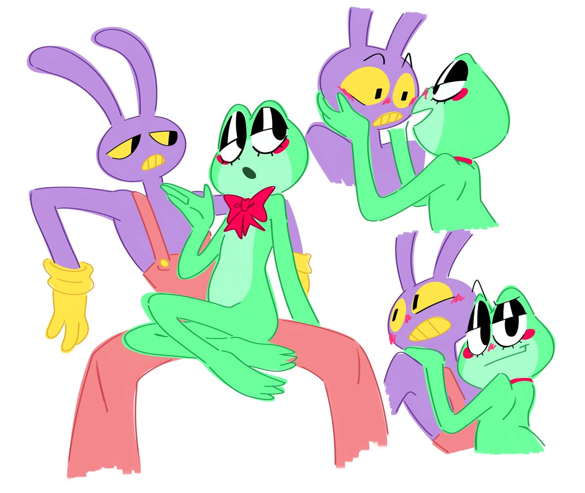 Lachikipochi's tweet image. I officially have a new OTP (quick draw) #ribbitTADC #jaxTADC #jaxxribbit #TheAmazingDigitalCircus #TADC