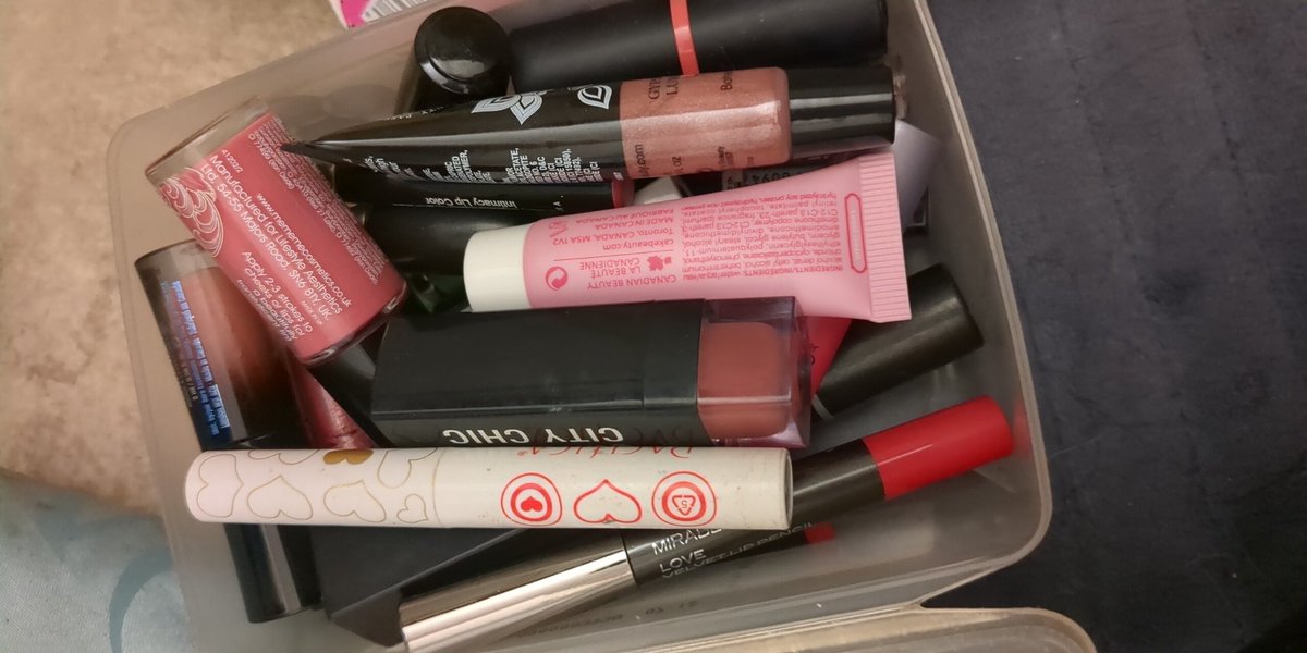Not me trying to pack some makeup for a wedding this weekend only to find a box of lipsticks I forgot about...