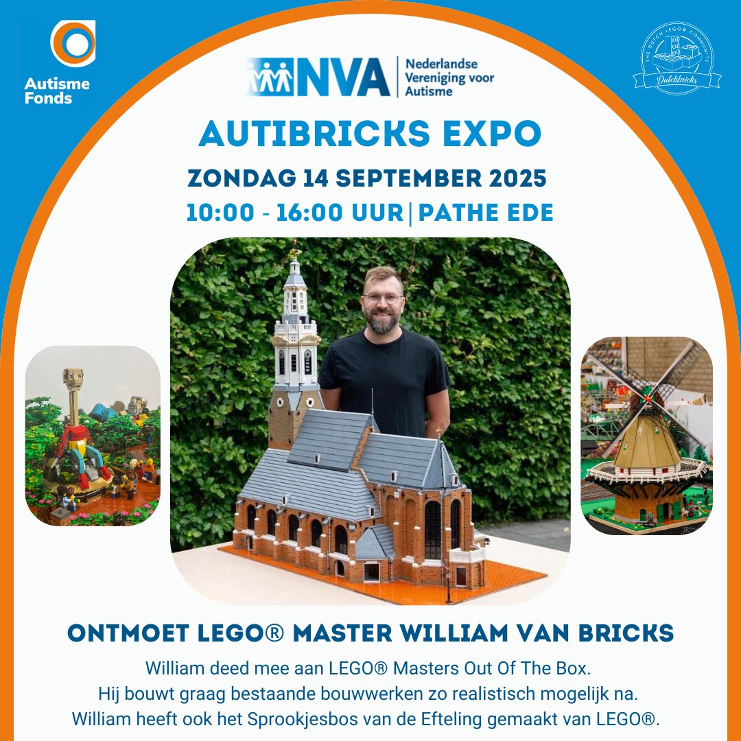 DutchbricksRLUG's tweet photo. De Autibricks Expo – LEGO® voor grote én kleine bouwmeesters!  

Tickets &amp; info: https://t.co/KoJUVr1U5y 

📍 Pathé Ede  
📅Zondag 14 september, 10:00 – 16:00 uur  

#AutibricksExpo #LEGO #autisme #NVA #Dutchbricks #Ede #LEGOmasters https://t.co/Ln0YvVyGQA