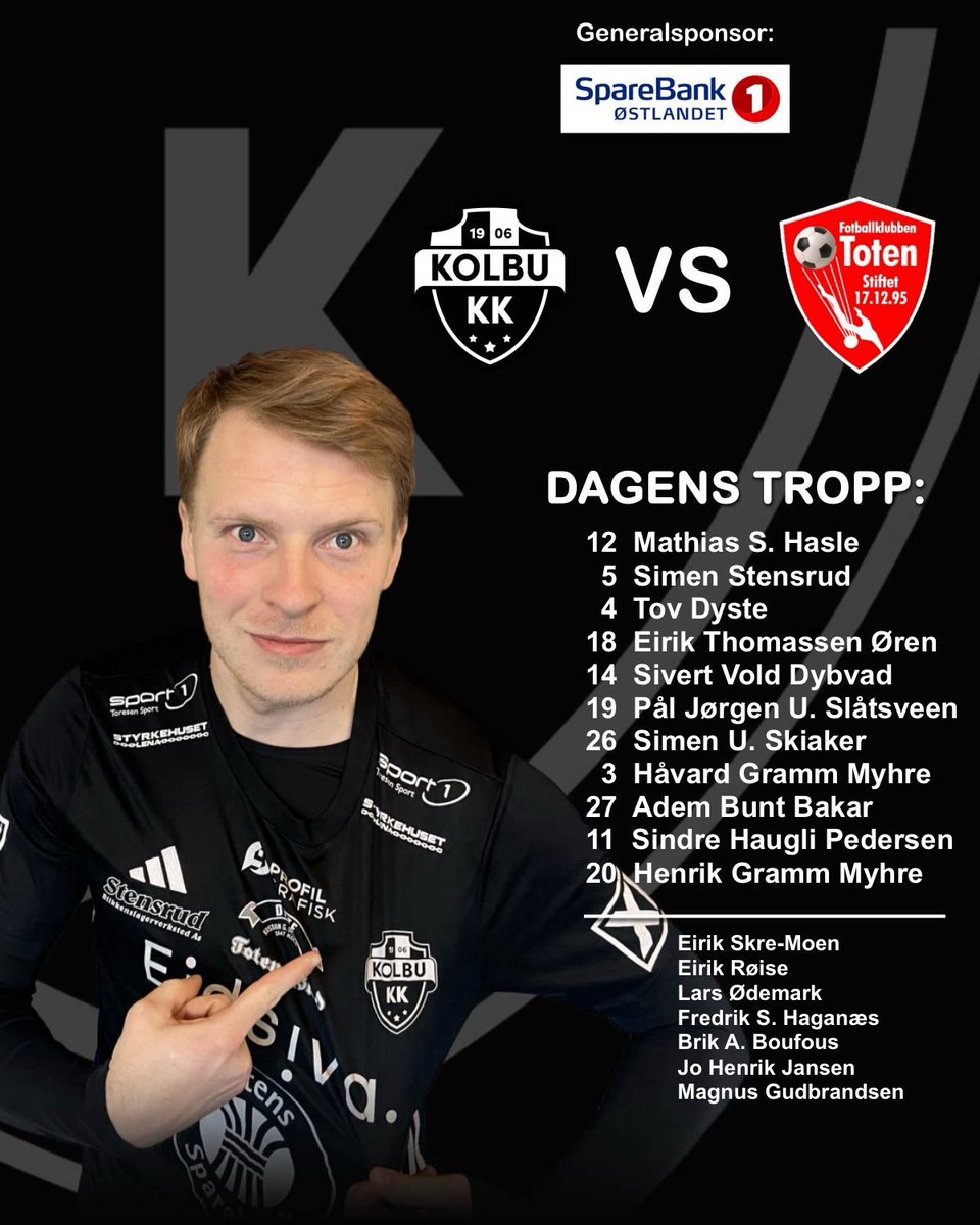 Straks klart for avspark i kveldens 4. divisjonskamp🤩 Motstander er FK Toten⚽️ Avspark klokken 19.30 på ØTIP😃 Men kampen sendes også på Direktesport👍 Vi stiller følgende lag: