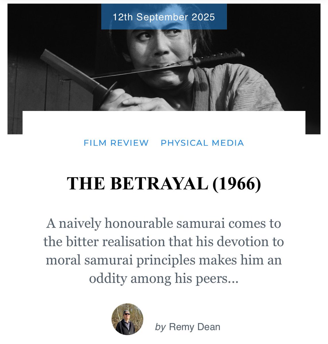 Remy Dean (<a href="/DeanAuthor/">Remy Dean 🏴‍☠️</a>) reviewed THE BETRAYAL on Blu-ray from <a href="/FilmsRadiance/">Radiance Films</a> framerated.co.uk/betrayal-1966/