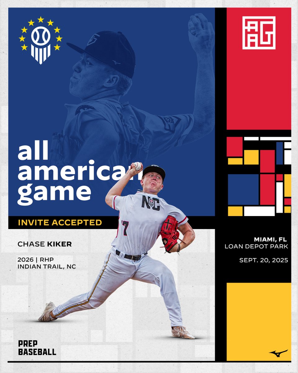 𝐈𝐧𝐝𝐢𝐚𝐧 𝐓𝐫𝐚𝐢𝐥, 𝐍𝐂 ➡️ 𝐌𝐢𝐚𝐦𝐢, 𝐅𝐋 🏖️

North Carolina’s top ranked 2026 prospect, RHP <a href="/Chase_kiker5/">Chase Kiker</a> is officially #𝙇𝙤𝙘𝙠𝙚𝙙𝙄𝙣 for the 2025 Prep Baseball All-American Game ✅

#PBFG24 standout &amp; <a href="/ClemsonBaseball/">Clemson Baseball</a> recruit 👍

<a href="/MizunoSportsUSA/">Mizuno Team Sports USA</a> | <a href="/ShooterHunt/">Shooter Hunt</a> |