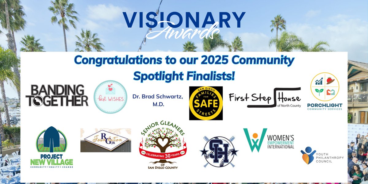 LEADSanDiego's tweet image. LEAD San Diego is proud to partner with ABC 10News to spotlight organizations making a difference in our region! These featured organizations are finalists for the Community Spotlight Award, announced live at our Visionary Awards.

Get your tickets now!
sdchamber.org/event/2025va/