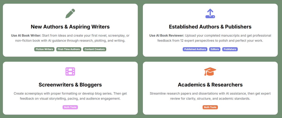Mohammedadnant's tweet image. We realized this wasn’t just about books.
•Ghostwriters - client projects
•Biographers - legacy stories
•Researchers for turning data-heavy --&amp;gt; readable narratives
taikwrite.taik18.com 
#AIWriting #Ghostwriting #AcademicWriting #BookAuthors #Innovation #AgenticAI