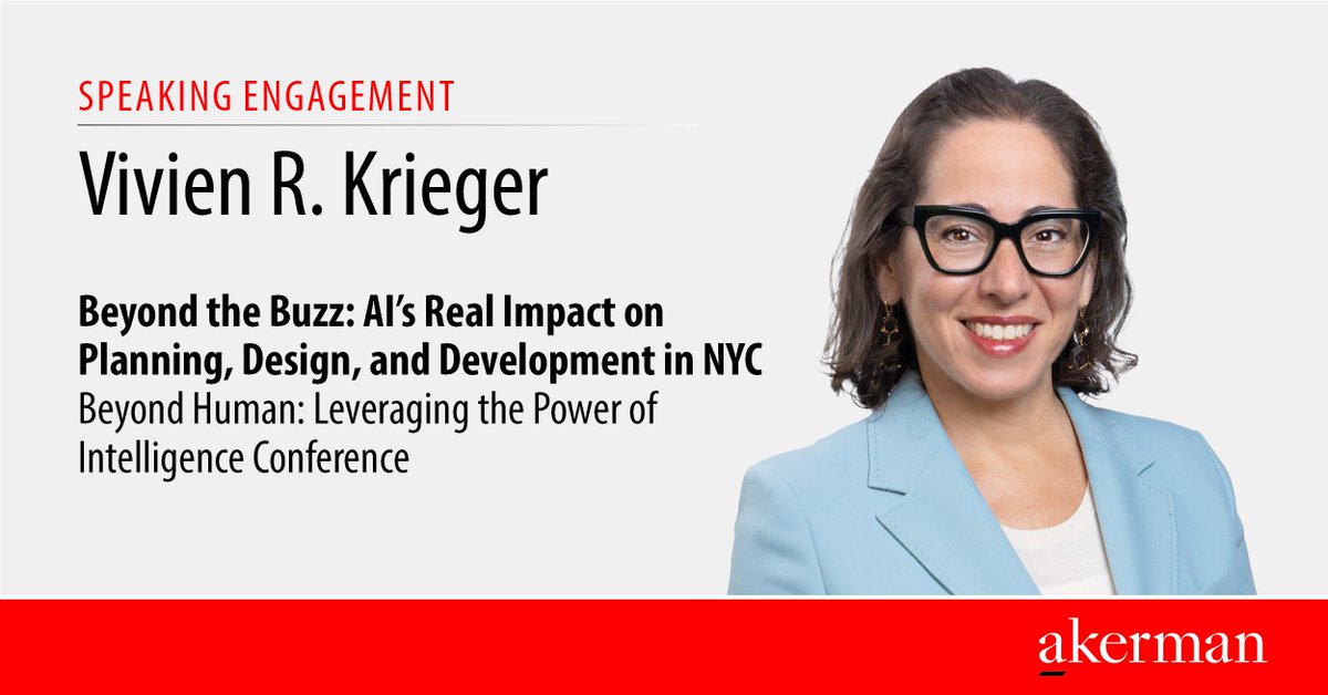 Akerman_Law's tweet image. Join Vivien Krieger as she presents on &quot;Beyond the Buzz: AI’s Real Impact on Planning, Design, and Development in NYC&quot; at the Beyond Human conference, hosted by ASLA New York, AIA New York, and APA - NYM on Sept. 19. #NYCDevelopment #ArchitectureAndAI

akerman.com/en/perspective…