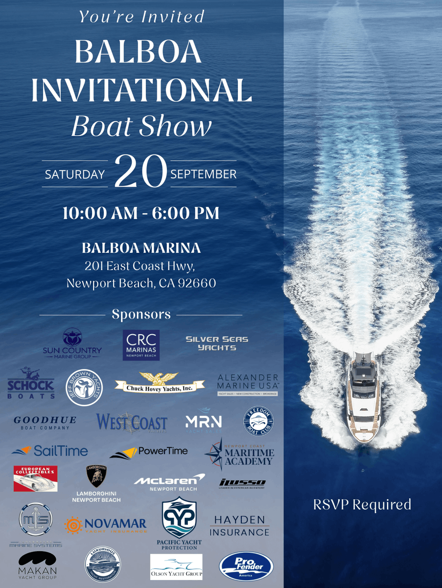 Yacht Controller will be featured at the Balboa Invitational Boat Show!

We will be represented by @MakanYachtGroup

Saturday, September 20th from 10:00 AM – 6:00 PM at Balboa Marina, Newport Beach, CA 

RSVP HERE - lnkd.in/gUvDSSP9