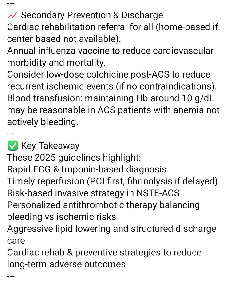 hamedabdul1's tweet photo. 🫀 2025 ACC/AHA Guideline Update on Acute Coronary Syndromes (ACS)
🔖 #Cardiology #ACS #STEMI #NSTEMI #HeartAttack #MedicalGuidelines #ACC2025 #EvidenceBasedMedicine #CardiacRehab https://t.co/LyyfVDW4Y5