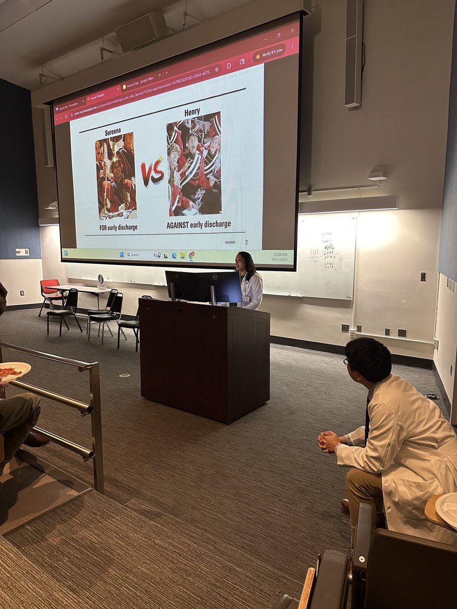 Two of our third year residents presenting at journal club today - educating us on what the literature says regarding hospital discharges!