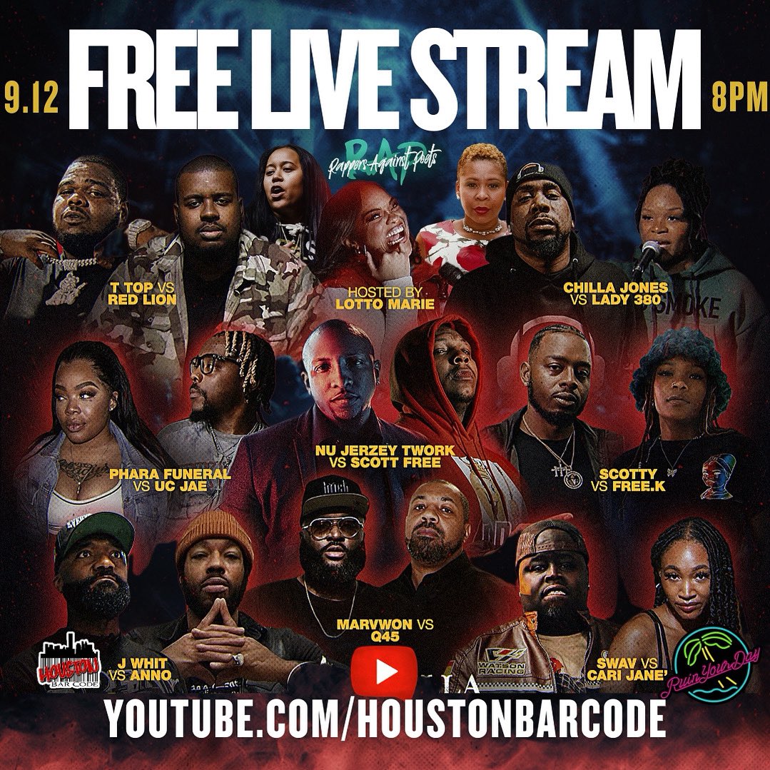 If you can’t make it in the building come see it live on YouTube.com/houstonbarcode FOR FREE ‼️ #rappersagainstpoets #bulletproof