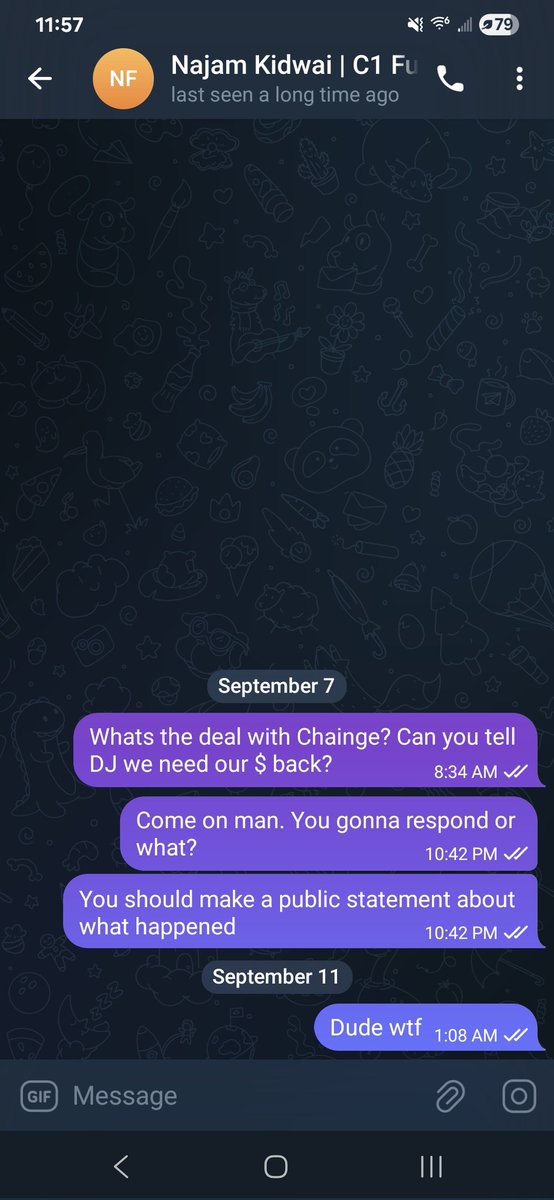 The CEO of #C1Fund is scamming. He won't even respond to anyone / blocking everywhere. <a href="/najkidwai/">Dr. Najam Kidwai Investor Hon.DTech and Hon.DBA</a>, throw us and bone and explain what is going on with <a href="/FinanceChainge/">Chainge 🪢</a>. I have $350k stuck! Stop being a piece of shit! $xchng $wkas

CC <a href="/MikeLempres/">Mike Lempres</a>  <a href="/djqianfusion/">DJ Qian 🪢</a> <a href="/FUSIONProtocol/">FUSION 🪢</a>