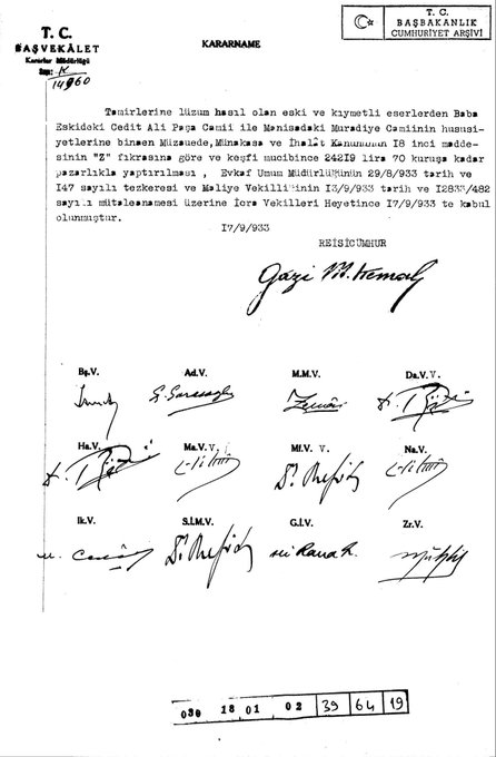 Yıl 1932, İstanbul Edirnekapı'daki Neslişah Camii'nin emanet usulüyle tamir ettirilmesi