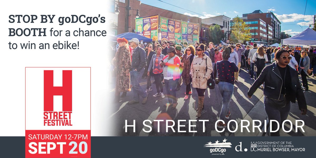 goDCgo's tweet image. It's that time of year again: the @hstdc Festival is almost a week away! On Saturday, September 20, swing by our table to say hi, win prizes, and learn more about the District's sustainable transportation options. We can't wait to see you there!