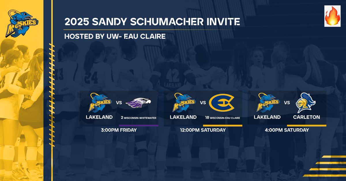 MuskiesWVB's tweet image. Lakeland Women&apos;s Volleyball is on the road again...This weekend at Wisconsin Eau Claire  to play 2 top 25 teams in the nation including last year&apos;s national runner up Wisconsin-Whitewater.

Follow along with the Muskies on the tournament website!
blugolds.com/feature/SSTour…
