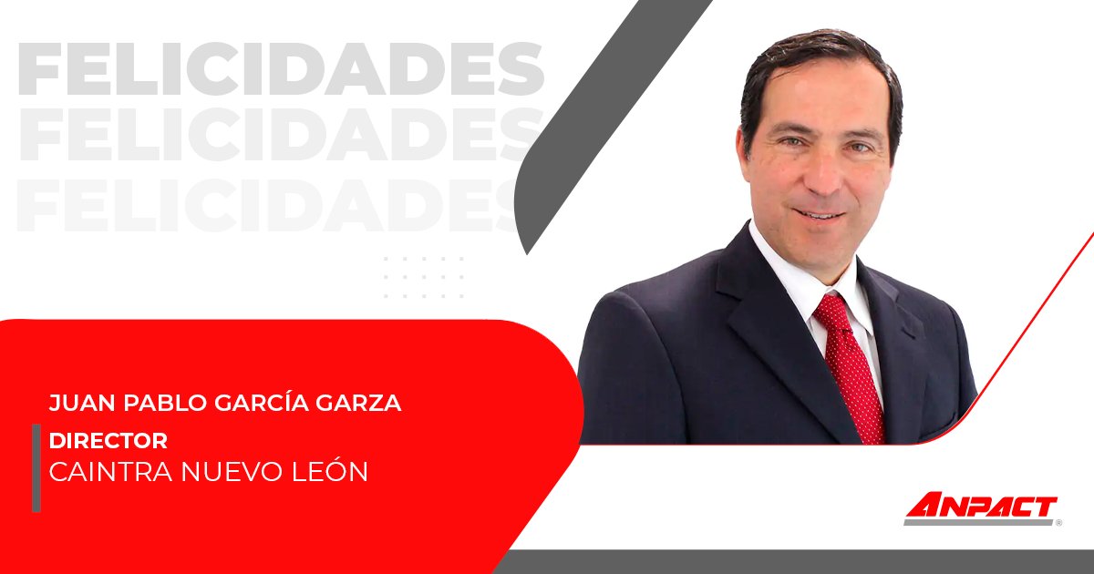 Enviamos una felicitación de cumpleaños a Juan Pablo García Garza, <a href="/directorCAINTRA/">Juan Pablo García Garza</a> con motivo de su cumpleaños. Que tenga un excelente día en compañía de su familia y seres queridos. ¡Felicidades!

<a href="/RogelioArzate_/">Rogelio Arzate</a> <a href="/alexosorioc/">Alex Osorio</a> <a href="/Virginia_Olalde/">Virginia Olalde López-Gavito</a> <a href="/MiguelOgazon/">MiguelOgazon</a> <a href="/caintra_nl/">CAINTRA Nuevo León</a>