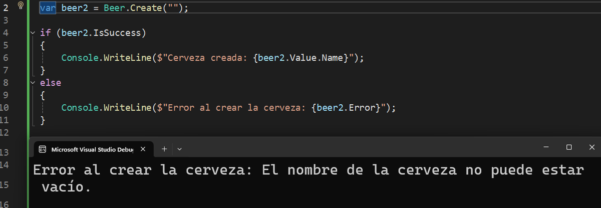 Existe un patrón de manejo de errores poco conocido por mucho programador llamado Result Pattern.

El Result Pattern sirve para evitar abusar de excepciones en validaciones de dominio, este patrón encapsula un tipo, añadiendo situación de éxito y de error.