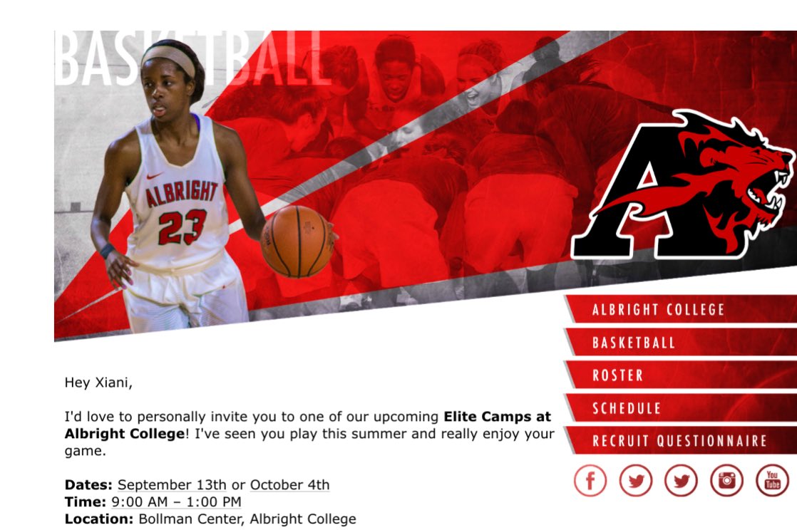 I will be at Albright College Saturday September 13th for the Elite Camp. Thank you for the invite <a href="/AlbrightWBB/">Albright WBB</a>