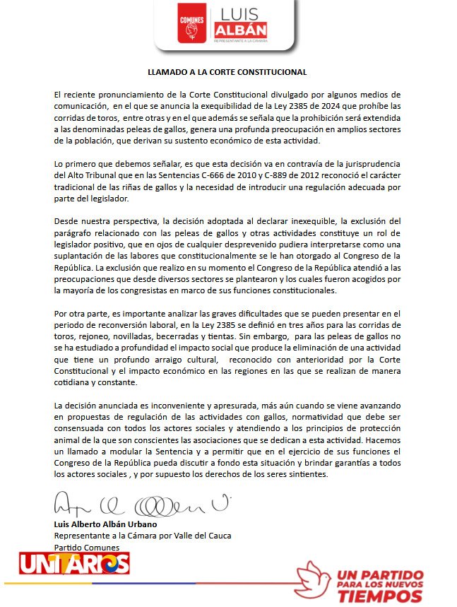 fdlanimal's tweet image. Sorprendente que Rep a la Cámara Valle @AlbanComunes de @ComunesCoL se alinee con el Centro Democratico y defienda las peleas de gallos.
¿Cuáles serán entonces los principios y agenda sobre los animales de la coalición @UnitariosCol en las elecciones?

@MONYRODRIGUEZOF
@eltiempo