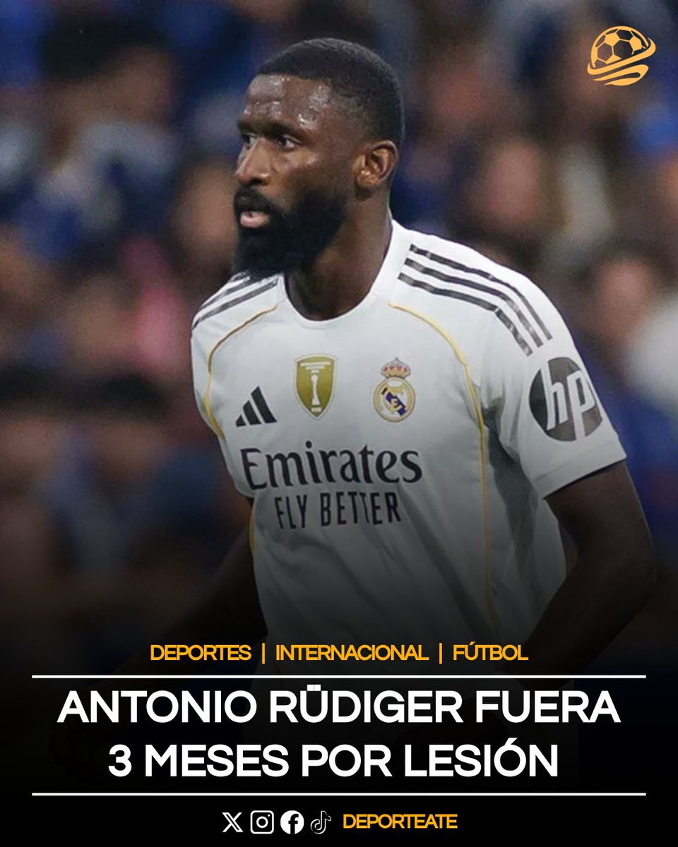Deporteate_'s tweet photo. Toni Rüdiger estará fuera de las canchas por aproximadamente 3 meses debido a una lesión en el recto anterior de su pierna izquierda.

El defensor intentará regresar en diciembre, dependiendo de cómo evolucione su recuperación.

#Fútbol #Lesión #ToniRüdiger https://t.co/1FHmILQVtU