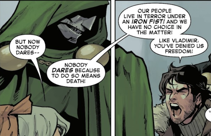 foeyeahboi's tweet image. schiti's take on doctor doom in zdarsky's captain america is TOO good. he brings such menace back to doom and his doombots. the eerie glowing eyes, the mask so sinisterly expressive, the monster out of a children's fairytale