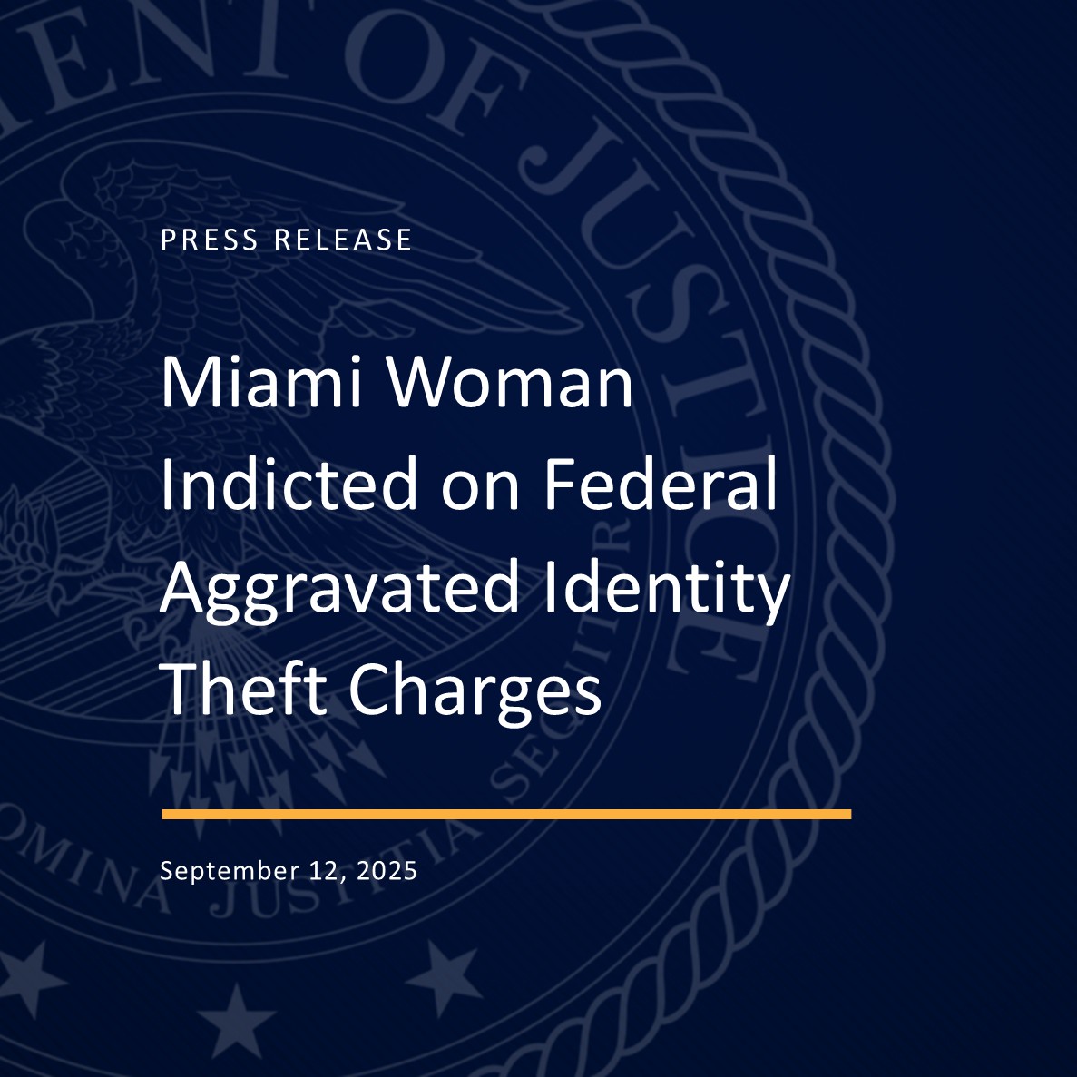 Miami Woman Indicted on Federal Aggravated Identity Theft Charges
justice.gov/usao-md/pr/mia…
Announced with <a href="/DOLOIG/">DOL OIG</a>