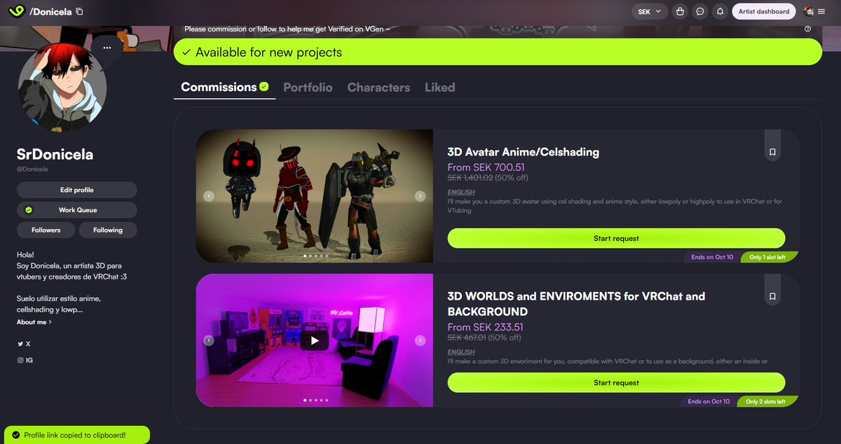 SrDonicela VGen 3D commissions tweet media