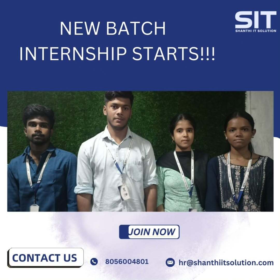 it_shanthi's tweet image. 🚀 New Development Internship Batch Started! ✨
.
 @it_shanthi 
.
#ShanthiITSolution #InternshipProgram #ITInternship #InternshipOpportunity #SkillDevelopment #FutureReady #LearnWithExperts #TechInternship #CareerStart #NewBatch #InternshipLife #WomenInTech #JoinNow #ITTraining