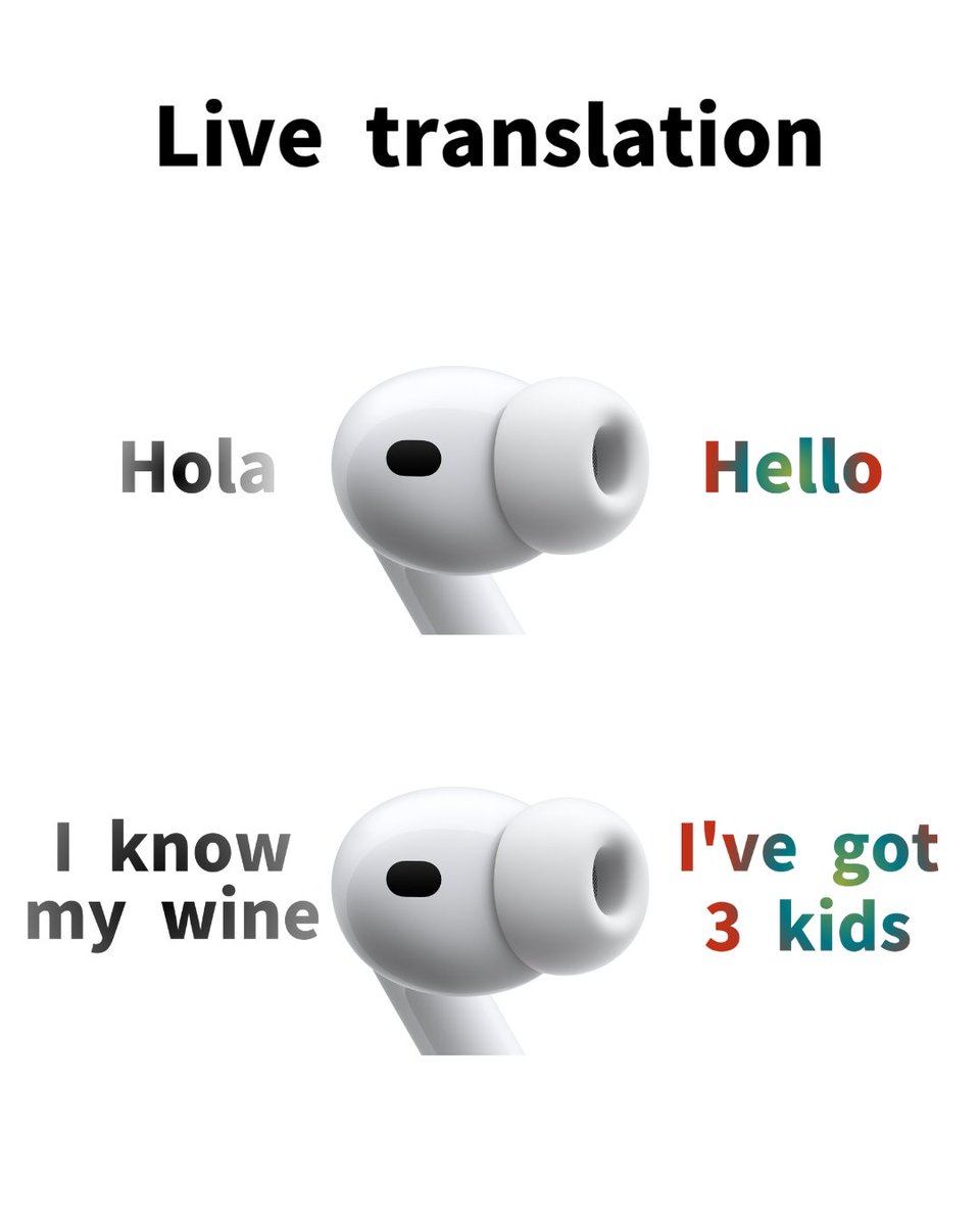 🗣️ "Champagne is for special occasions"
🎧 "I'm popping bottles at the mildest inconvenience"

#airpods3 #apple #translation #alwaysbecelebrating