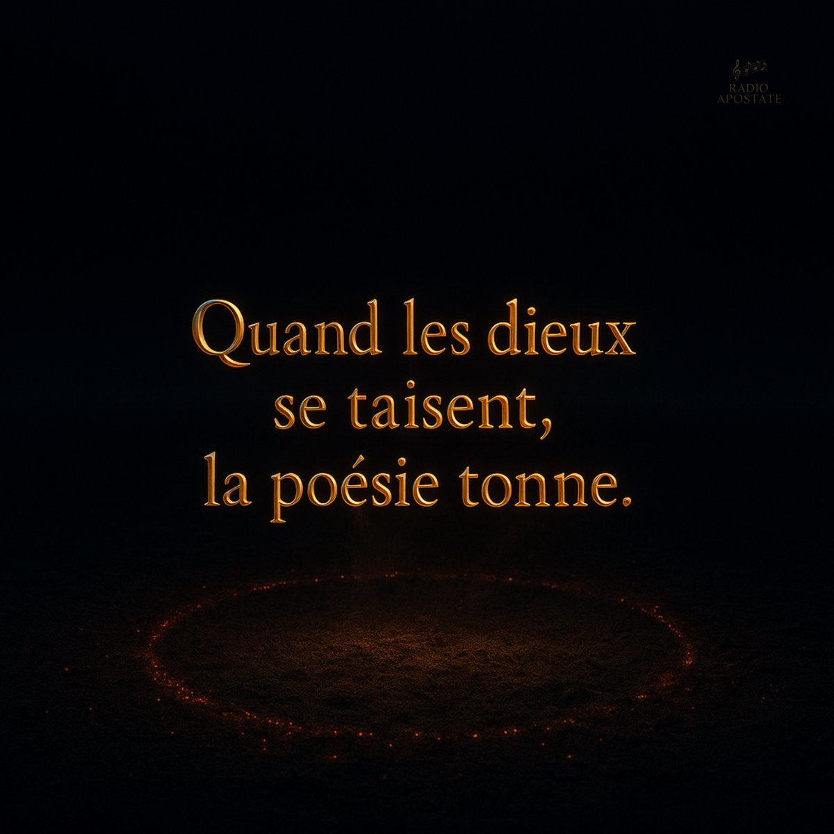 RADIOAPOSTATE's tweet image. 🕯️ À votre demande, ce dimanche soir sera un moment poétique 📜, et chaque vers portera son histoire. ✍️

🔥 Le nouveau morceau surgira :
LES CENDRES DU DOGME (The Ashes Of Dogma) 🌑

#RadioApostate #LesCendresDuDogme #Poetry #Apostasy