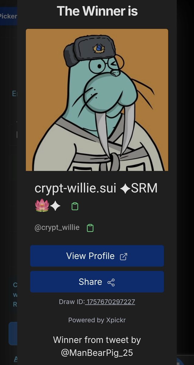 ManBearPig (@manbearpig_25) on Twitter photo The winner of the $Manni token giveaway is <a href="/crypt_willie/">crypt-willie.sui ✦SRM 🪷✦</a>
Congrats! Thanks to all who participated
$MBP x $Manni The winner of the $Manni token giveaway is <a href="/crypt_willie/">crypt-willie.sui ✦SRM 🪷✦</a>
Congrats! Thanks to all who participated
$MBP x $Manni