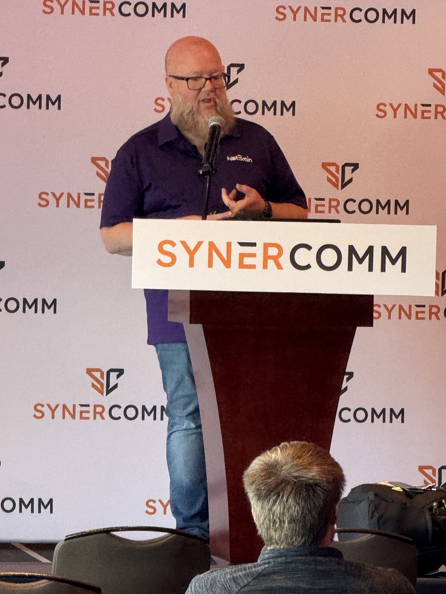 NetBrainTech's tweet image. Grateful to connect with cybersecurity leaders at @SynerComm’s IT Summit 2025 in Milwaukee! 
🎤 Great energy around network automation during Nigel Hickey's (@vCenterNerd) “NetBrain + Security” session. 
Thanks to everyone who stopped by our table!