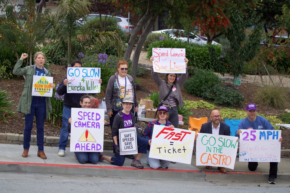 This morning, we celebrated the arrival of lifesaving speed cameras in the Castro at Market &amp; Danvers/Douglass Streets with the Eureka Valley Neighborhood Association &amp; Supervisor <a href="/RafaelMandelman/">Rafael Mandelman</a>.

Neighbors have witnessed frequent dangerous speeding &amp; MANY crashes here over the