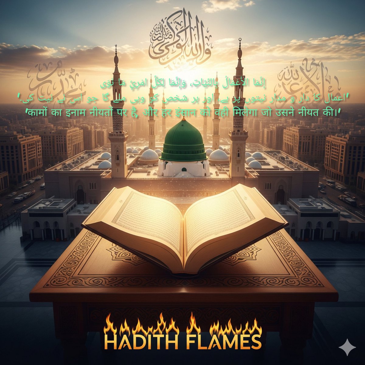HadithFlames's tweet image. 1. نیت کی اہمیت
عربی:
إِنَّمَا الأَعْمَالُ بِالنِّيَّاتِ، وَإِنَّمَا لِكُلِّ امْرِئٍ مَا نَوَى
(صحيح البخاري: 1)
اردو ترجمہ:
اعمال کا دار و مدار نیتوں پر ہے، اور ہر شخص کو وہی ملے گا جو اس نے نیت کی۔
हिंदी :-
कामों का इनाम नीयतों पर है, और हर इंसान को वही मिलेगा जो उसने नीयत की।