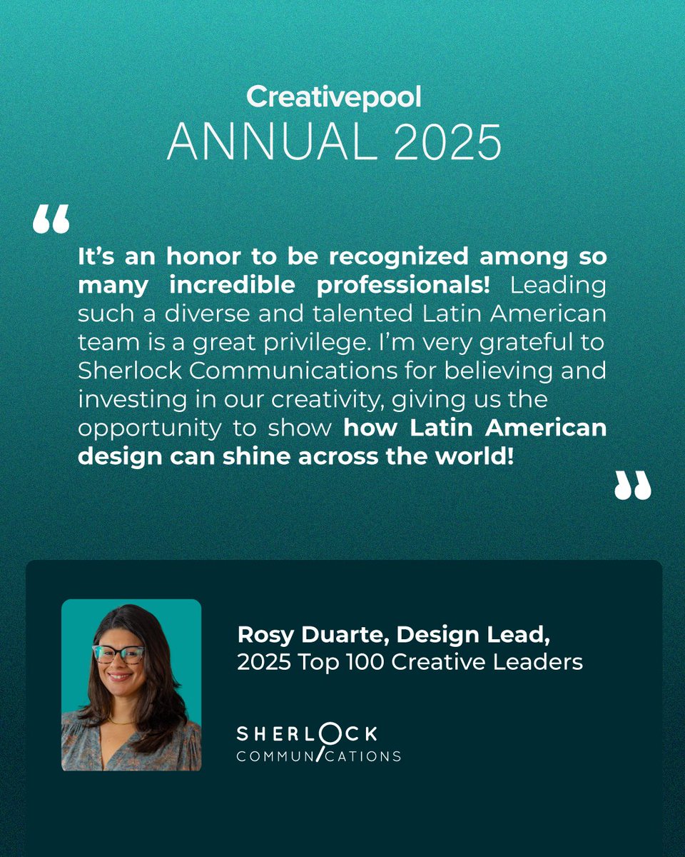We are proud to share that our Head of Design, Rosy Duarte, is part of the 2025 Top 100 Creative Leaders, a global recognition that highlights professionals shaping the future of creativity and communications. Congratulations, Rosy, on this outstanding achievement!
