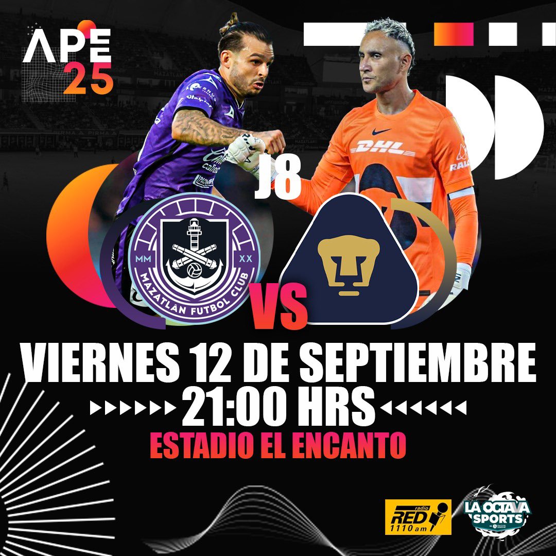 laoctavasports's tweet photo. MIS CAÑONEROS DE TODA LA VIDA CONTRA EL MEJOR PORTERO DE LA CONCACAF 🔥

@MazatlanFC 🆚 @PumasMX 
🎙️ @LEAdeportes @SeybuMx @VictorManu_14 
📻 1110 AM 
📲  https://t.co/lpT9pJZxwi

#TeDaMásEmociones https://t.co/Iub1XZRI4j