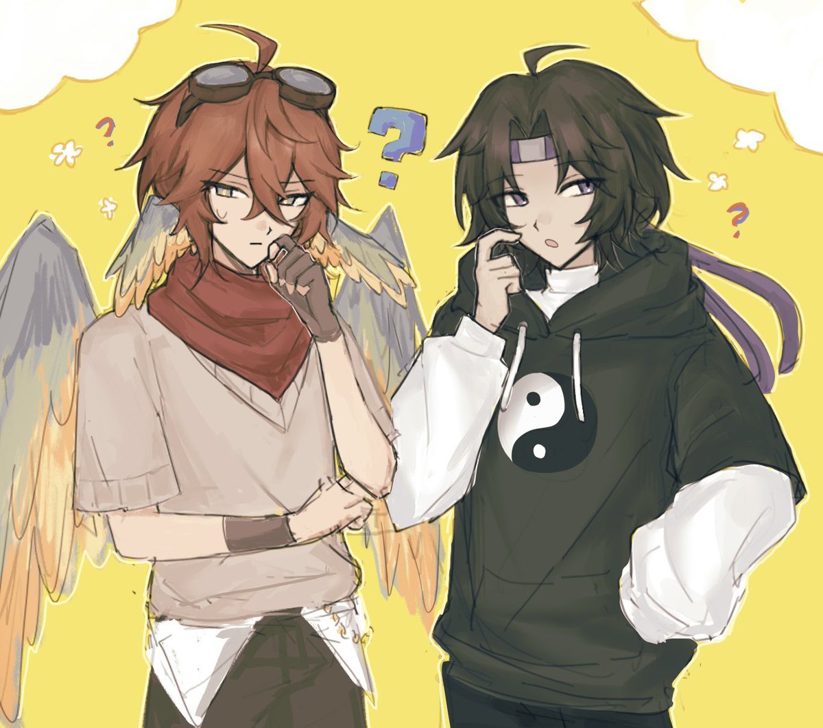 yqnru's tweet photo. the thinkers #parrotx2fanart #wifiesfanart #odysseyduo https://t.co/Qp2RWucg3b