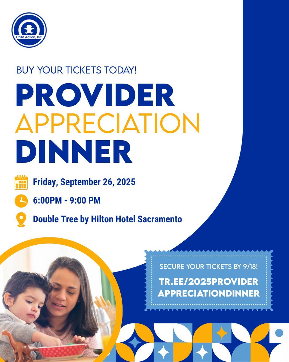 The Provider Appreciation Dinner is almost here!

📍 DoubleTree by Hilton Sacramento
🕠 Doors open 5:30 PM | Open seating
⏳ Ticket sales close Sept. 18 – don’t wait!

Learn more: buff.ly/LIppOML