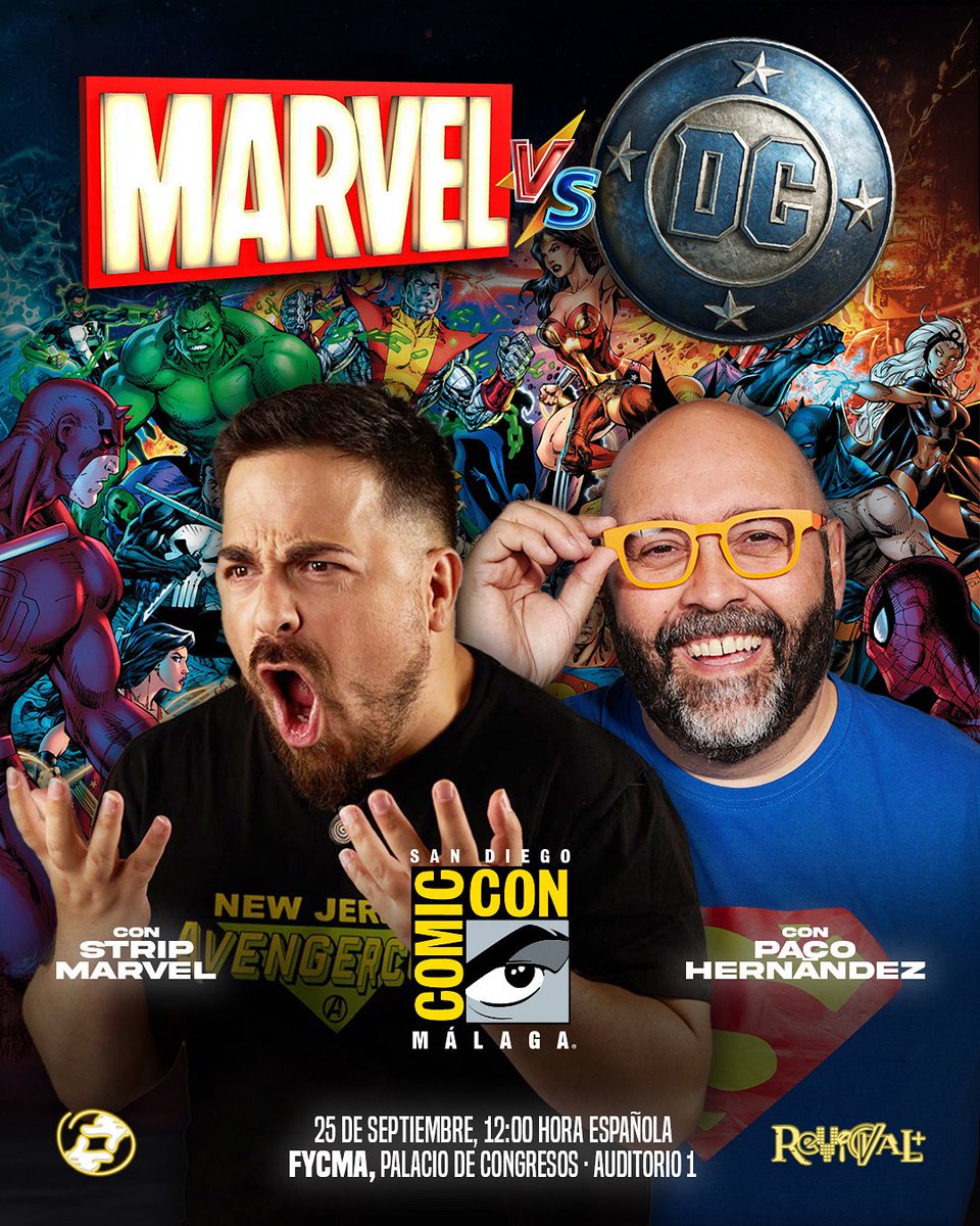 ✨ ¡ARRANCAMOS EN LA COMIC-CON! Prepárate para la súper-batalla, llega MARVEL vs DC⚡🦸‍♂️ con <a href="/StripMarvel/">Dani Lagi ⚡️Strip Marvel</a> y <a href="/PacoHernandezs/">Paco Hernández</a> 💥 

Será en la San Diego Comic-Con Málaga, FYCMA – Palacio de Ferias y Congresos, Auditorio 1🌟Reserva este lunes a las 12:00 en la web oficial del evento.