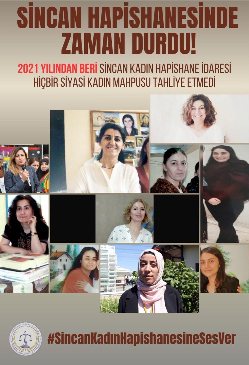 İdare ve Gözlem Kurulunun gerekçesiz ve keyfi kararlarıyla tahliye edilmeyen Sincan Kadın Hapishanesindeki siyasi mahpusların yasal tahliye süreleri dolmuştur.

#SincanKadınHapishanesineSesVer