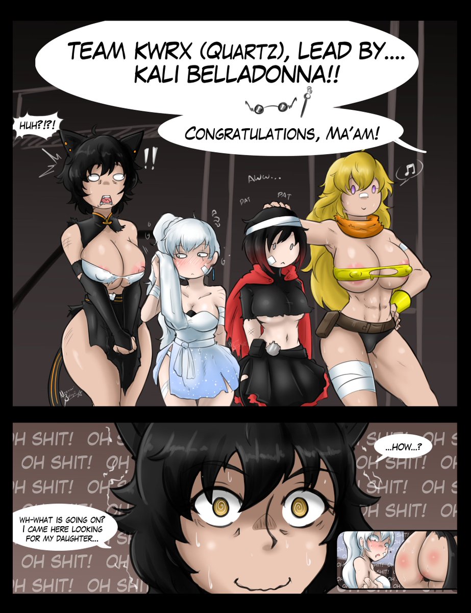 In this AU poor Kali she went in to Beacon to find her daughter, now two things are clear

1.- Beacon clearly has no clearences nor security if this scuffed "initiation" is an indication

2.-So many mommy/daddy issues are gonna be solved way ahead of time
For <a href="/BMcwiggles/">Baron</a>