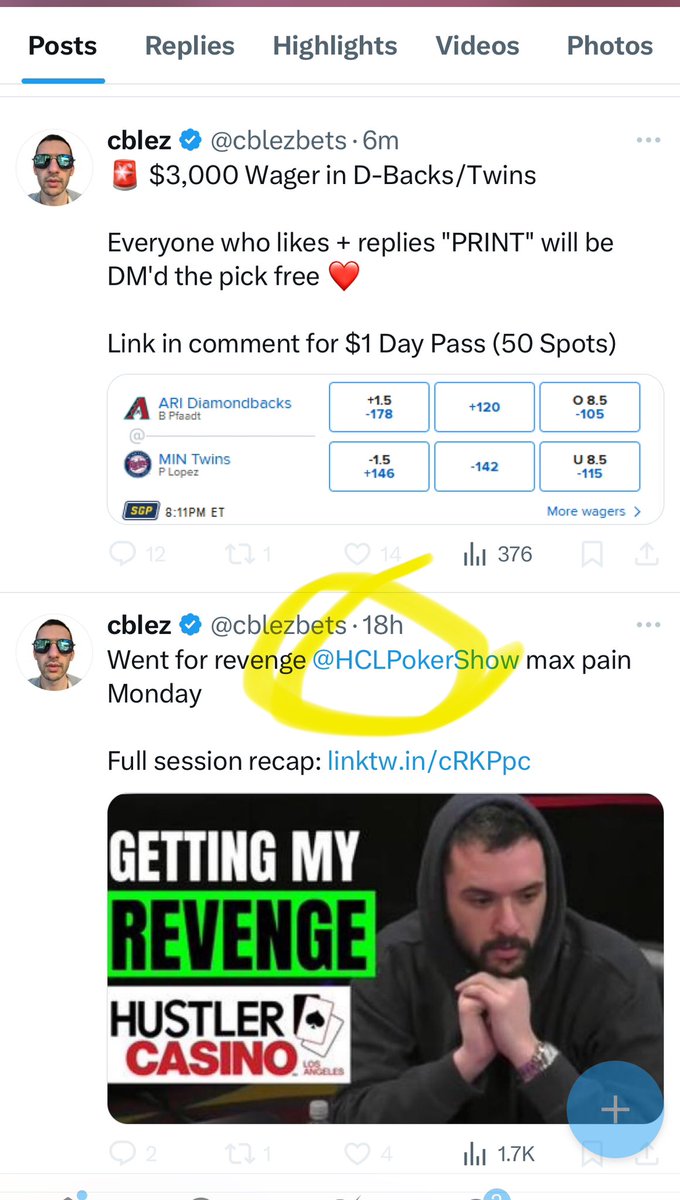 Hilarious 

18 hours all crickets 

Now he wants your information under the umbrella of a “free” play 

Crickets on losing every play yesterday