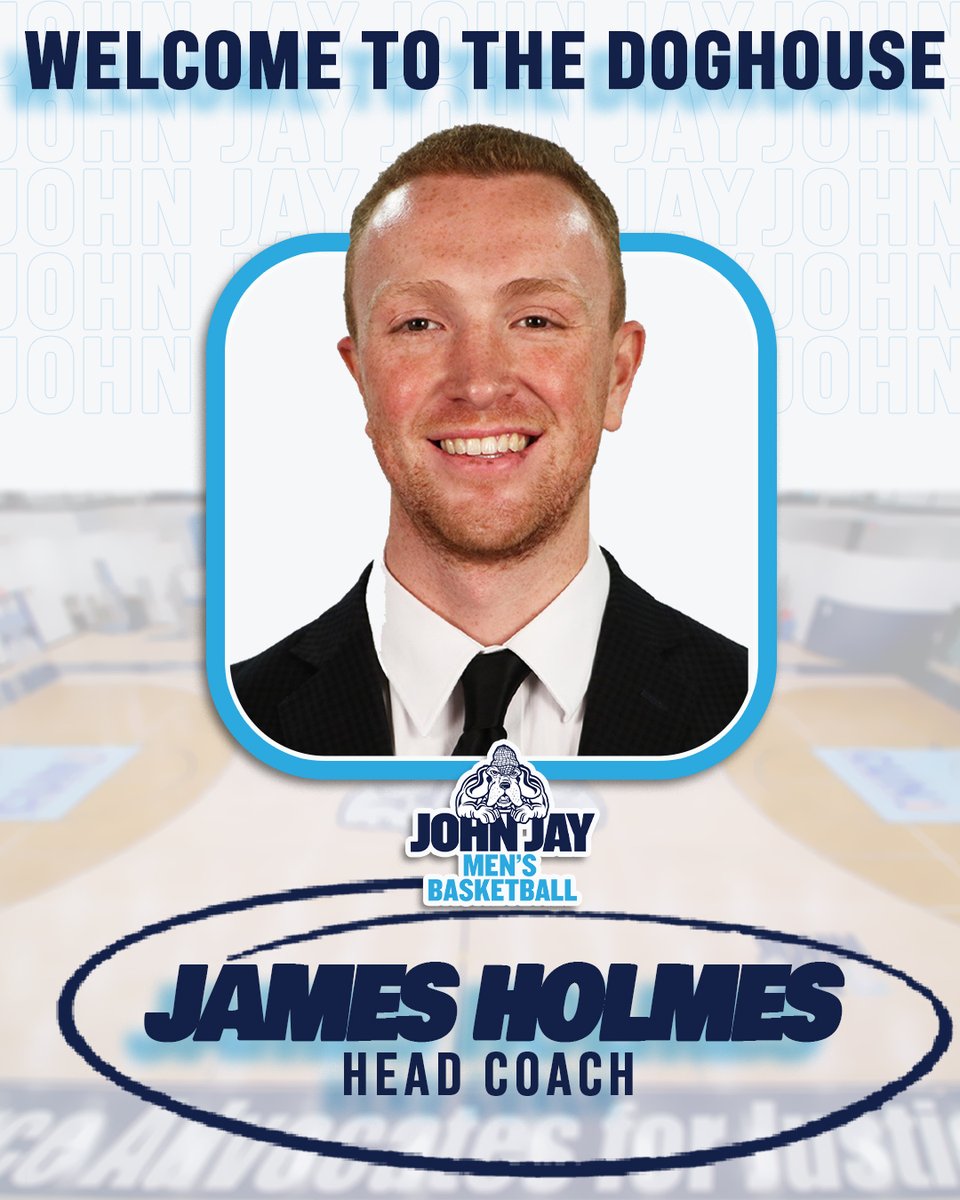 🏀... A NEW ERA begins... 🐾🐾

We are excited to introduce James Holmes as the new <a href="/JJCMBasketball/">John Jay Men’s Basketball</a> head coach! 

Coach Holmes spent 2⃣ years as an assistant coach at <a href="/TuftsJumbos/">Tufts Jumbos</a> 

Welcome, Coach Holmes!

#GoBloodhounds | #BloodhoundNation | #d3hoops | #cunyac | #d3sports
