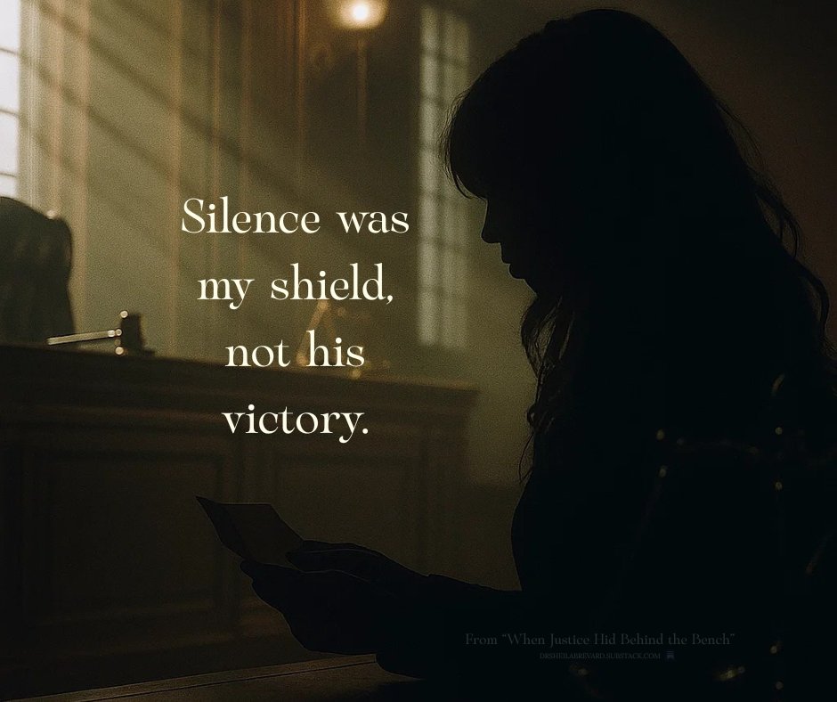 Check out my new story on Substack: When Justice Hid Behind the Bench   

open.substack.com/pub/drsheilabr… 

#QuietStrength #Memoir #CourthouseStories #TruthTellers #ResilienceIsKey #Substack #SubstackWriter